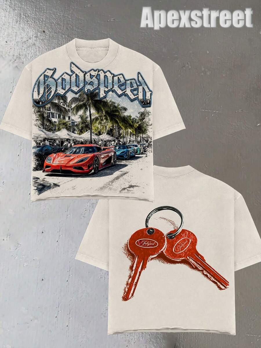 GODSPEED T-Shirt, High-Quality, Thick, Heavyweight Fabric, A New Summer Fashion Item For Men, Premium Pure Cotton, Suitable For Street Style, Machine Washable, And A Great Everyday Gift. - 杏色2 - 查看 1