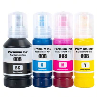 008 Ink Cartridges Compatible With EcoTank L15150, L15160, M15140, L6490, L6460/L6550/L6570/L6580/L15180 Printers, Black And Color Ink