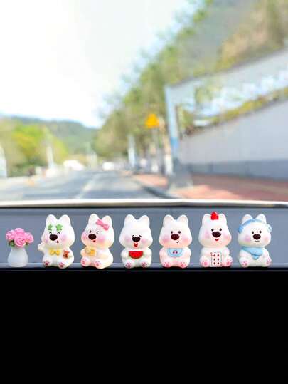 6pcs Random Style Cute Mini Hippopotamus Figurines, Car Interior Computer Screen Decor, DIY Decoration Accessories