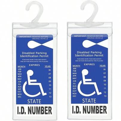 Handicap Parking Placard Holder, Ultra Transparent Disabled Permit Protective Cover With Large Hanger By Tbuymax (Set Of 2)