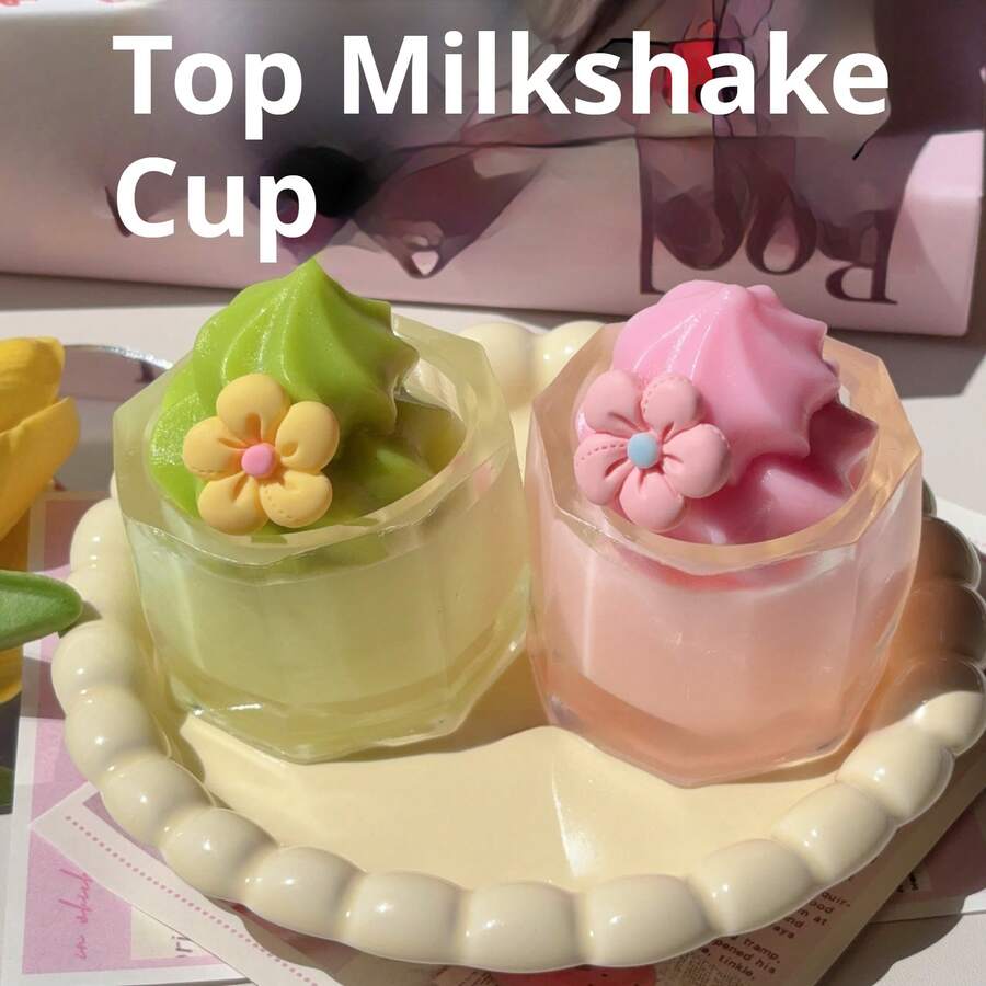 1pc 2026 New Milk Tea Cup Tactile Collection Series - Snow-Top Milkshake Realistic Food-Play Squishy, Creative Desk Toy, High-Aesthetic Relaxation Tool, Perfect Gift For Birthday, Easter
