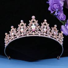 1 Stück moderner Kristall Braut Krone, geeignet für Geburtstag, Jahrestag, Schönheitswettbewerb und verschiedene Festesgelegenheiten von Frauen zum Tragen und Dekorieren - halbe Krone - Übersicht 17