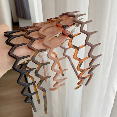 2个豹纹琥珀色防滑波浪齿状发圈，哑光和亮光可选，舒适无压迫感，居家日常外出造型发饰，日常使用，发饰配件，沙滩装，女士适用