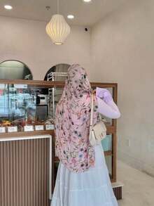 1件装水波纹大理石波西米亚风女士多色印花花卉面纱头巾，时尚休闲街头风头巾，适合日常佩戴，四季皆宜 - 多色5 - 查看 12