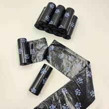 5 Rolls/75pcs, 10 Rolls/150pcs, 20 Rolls/300pcs Litter Cleaning Bags With Printed Black Paw Prints For Feces Disposal, Cleaning Bags - Multicolor - View 4