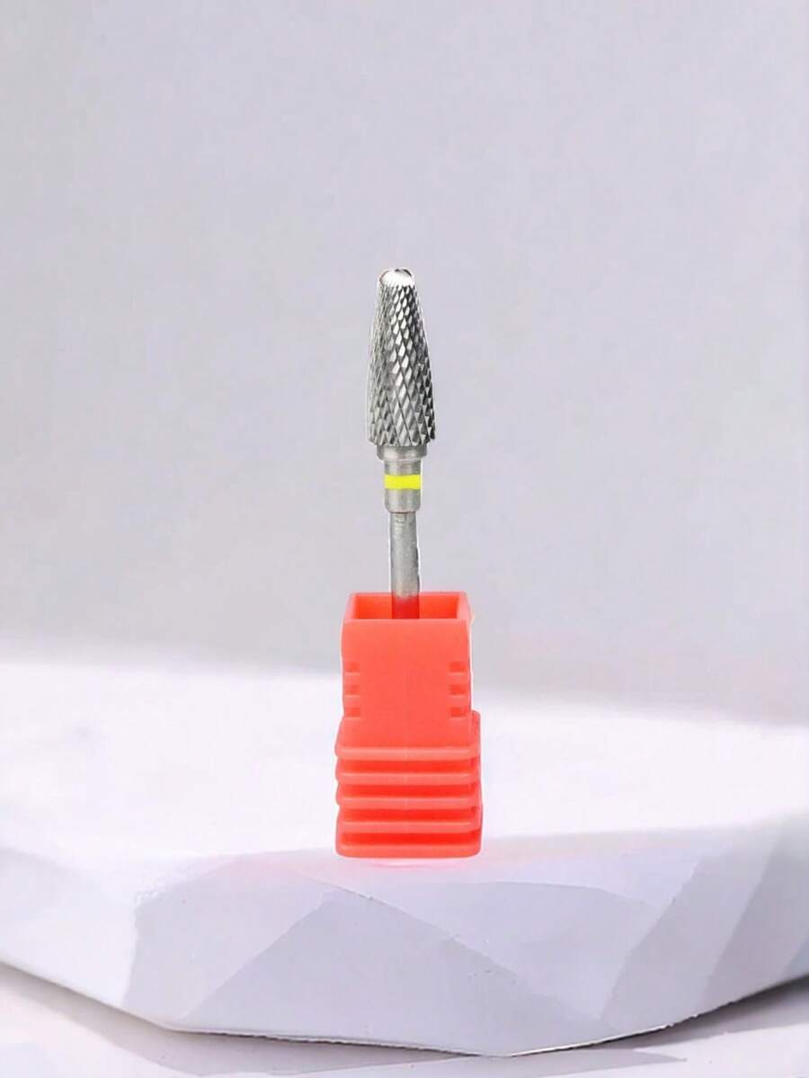 1pc Red Nail Drill Bit, Nail Grinding Head, Callus Removal Head, Stainless Steel Nail Grinding Head, Pre-Treatment Grinding Stepped Cross-Tooth Polishing Nail Removal Manicure Tool, Foot Care Nail Removal Tool, Suitable For Acrylic Gel Nails, Nail Care Grinding Head - Red - View 1