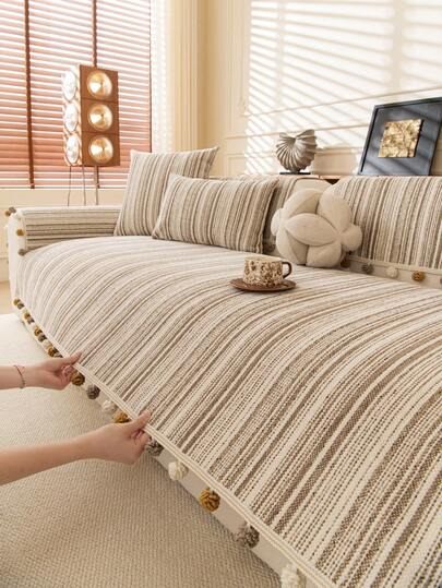 1pc Fashion Fresh Lace Chenille High Density Sofa Cushion, Non-Slip Dust-Proof Anti-Cat Scratch Sofa Towel, Luxury High-End Sofa Cover, Decor For Living Room Bedroom Office Car Club Party, Suitable For 1-4 Seater Sofa, L-Shaped Sofa, All Seasons