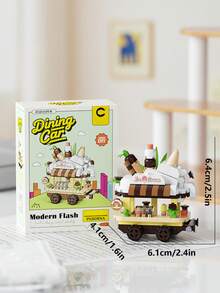 Kleines Bauklötzchen Spielzeug, baue eine süße Imbisswagen Szene, geeignet als Schreibtisch Dekoration, Bauklötze, Blockdisplay, Stressabbau, Sammlerstück Geschenk, Ostergeschenk, Geburtstagsgeschenk - Verschiedenfarbig - Übersicht 11