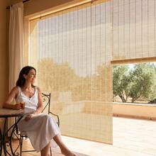 MEJORADA Natural Beige Bamboo Roller Blind – Roman Blind For Windows And Terraces – 14 Sizes Available With Accessories Included - 135An x 225Al cm - 查看 5