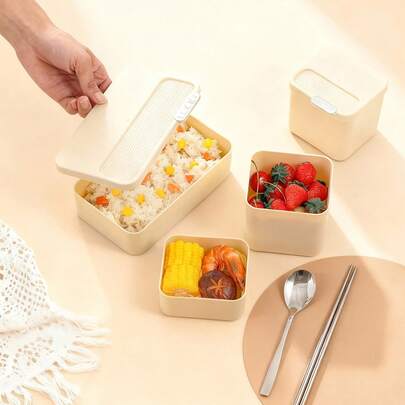 多功能塑料午餐盒，带盖，便携式便当盒，防漏水果沙拉食品储存容器，厨房冰箱保鲜盒，可用洗碗机和微波炉加热，适合学生和成人居家、学校、宿舍、办公室、户外露营、野餐、旅行、返校等场合使用。