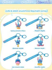 Stitch Keychain, Lilo & Stitch Series Cute Stitch Plush Keychain - Multicolor - View 6