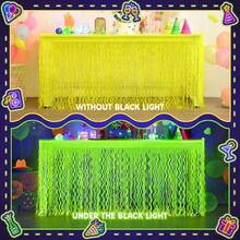 Suministros para fiesta con luz, decoración de fiesta neón, falda de mesa ondulada metálica luminosa de color púrpura-rojo con borlas, adecuada para fiestas con luz, decoraciones de cumpleaños - Multicolor - Ver 6