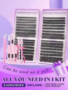 Bộ 640 sợi mi giả mềm mại, tự nhiên, độ dày 30D+40D+50D, 8-16mm, kèm keo dán mi, nhíp, thích hợp cho người mới bắt đầu tự nối mi. - Nhiều màu - Xem 5