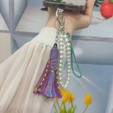 Handwoven DIY Bag Hanging Ear Bracelet Pearl Chain Colorful Fringed Backpack Pendant Accessories Creative Mobile Phone Chain - 綠色 - 查看 7
