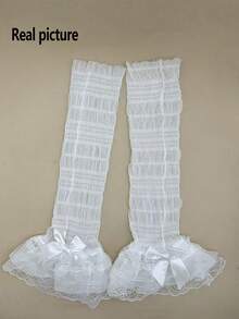 1双Y2K风薄纱蕾丝腿套，适合洛丽塔、JK风格，甜美百搭，舒适保暖 - 彩色 - 查看 6