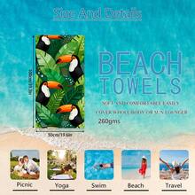 1pc Toucan Tropical Leaf Beach Towel, Super Soft Microfiber Extra Large Beach Blanket, Super Absorbent Bath Towel, Suitable For Travel, Pool, Diving, Surfing, Yoga, Camping, Available In Multiple Sizes, Beach Accessories For Beach, Pool, Travel, Camping, Yoga - Birds - View 19