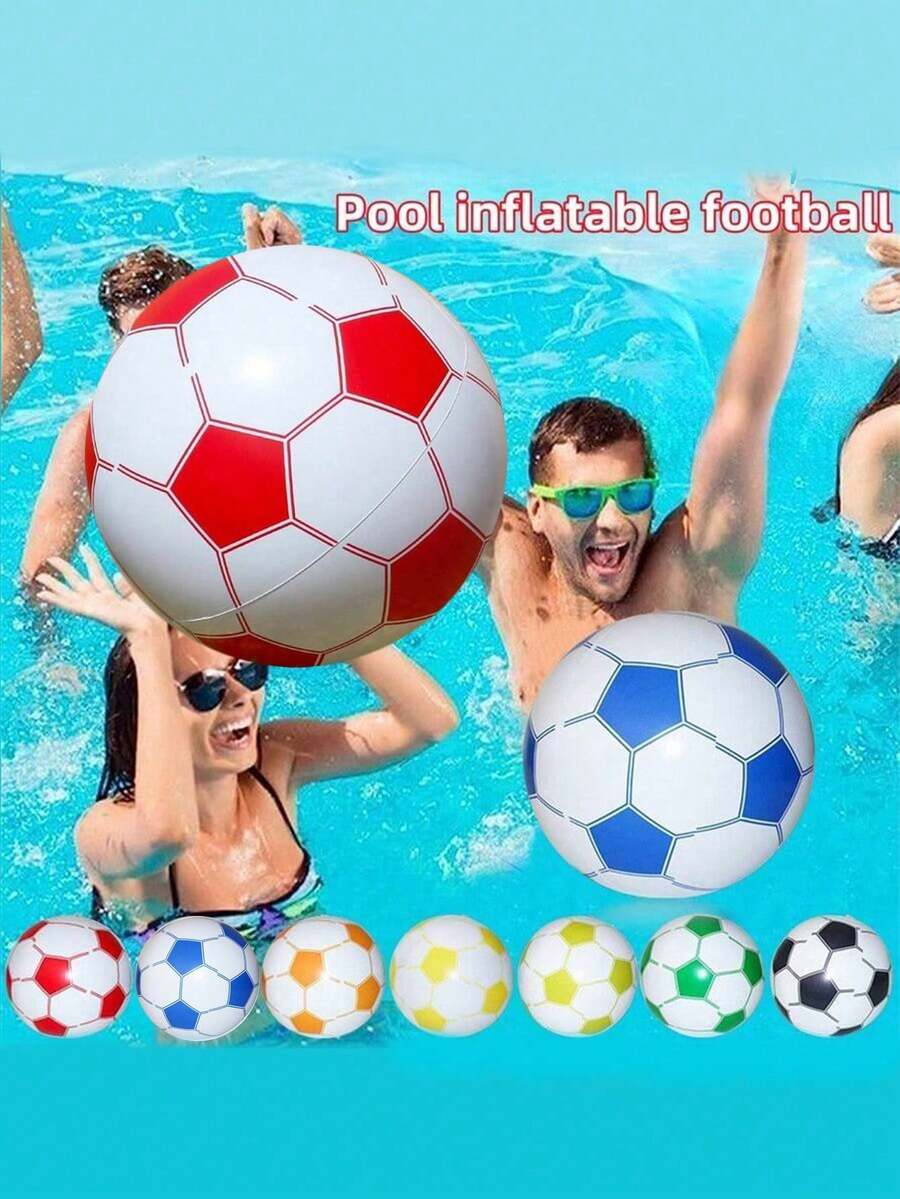 1 pieza, Balón de fútbol inflable, Pelota de playa decorativa inflable de PVC para piscina, Pelota deportiva acuática, Balón publicitario inflable, Copa Mundial, Balón de fútbol inflable para agua, Esencial para verano, playa, piscina, vacaciones y viajes - balón de fútbol inflable - Ver 1