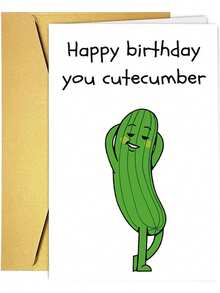 1pc Fun Cucumber Themed Birthday Card, Warm Friend Birthday Card, Birthday Gift, Creative Gift, Celebration Card, Festival Card, Gift Card, Creative Cartoon Pattern Card, Best Birthday Gift For Men - View 4