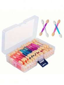 50pcs/100pcs Disposable Travel Eyeshadow Applicator, Double-Sided Eyeshadow Sponge Applicator, Makeup Sponge Stick, Makeup Tools Suitable For Travel, Great Gift For Women And Girls, Multi-Functional Makeup And Nail Art Tools - Multicolor - View 2