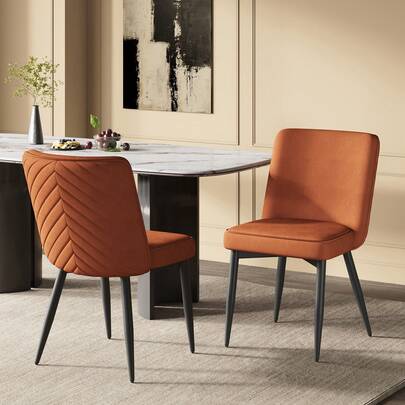 Two Comfortable And Breathable Dining Chairs, Ideal For Dining Rooms, Living Rooms, Cafes, Etc. Modern Style, Velvet Upholstery, Rustproof.