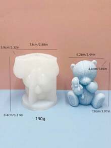1 pieza Molde de silicona de oso abrazando a otro oso para hacer velas aromáticas DIY, piedra de fragancia de yeso, accesorio de decoración del hogar - Blanco - Ver 6