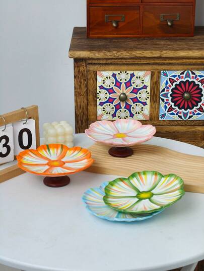 Cabin Kangaroo 1pc/4pcs Japanese Sakura Ceramic Footed Plate | Aesthetic Dessert Stand | Vanity Jewelry Tray | Home Decor