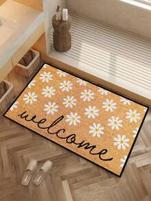 1pc White Daisy Welcome Pattern Doormat, Farmhouse Style Indoor Outdoor Non-Slip Mat, Machine Washable Polyester Fiber Rug For Kitchen, Dining Room, Hallway, Bathroom, Bedroom, Outdoor, Entryway, Home Decor, Suitable For All Seasons - 1PC - View 11
