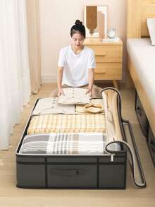 1pc Under Bed Storage Bag, Quilt Storage Box, Bedroom Storage, Transparent Window Storage Box With Handle, Fully Utilize Underbed Space, Overhead Storage Bag, Easily Solve Storage Issues, Waterproof And Moisture-Proof, Suitable For Storing Blankets And Idle Items, Large Capacity Dust-Proof Storage Bag - Multicolor - View 5