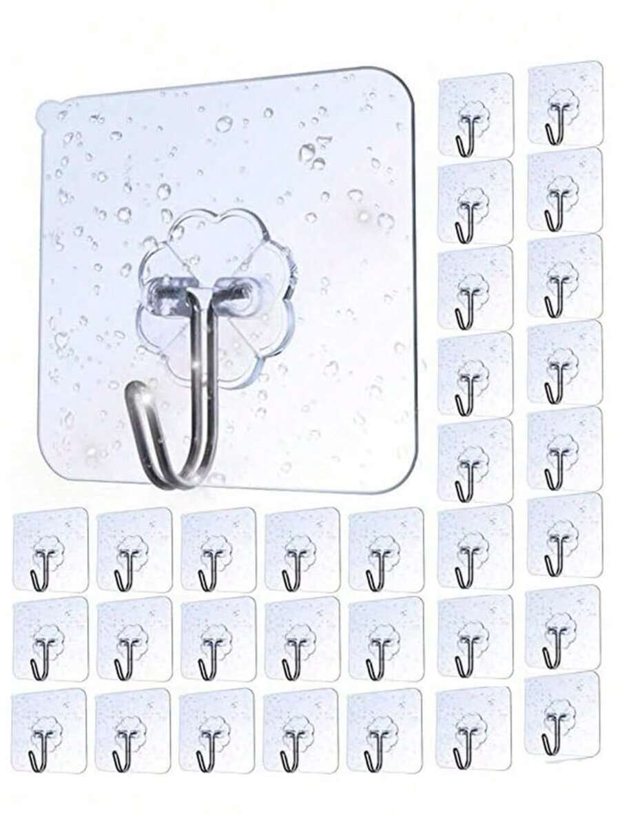 30Pcs Heavy Duty Self Adhesive Wall Hooks Max Load Waterproof Sticky Hooks No Drilling Removable Utility Hooks For Hanging Towel Utensils Keys Cups Bags - Multicolor - View 1