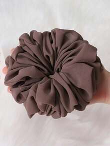 1pc Chiffon Hijabs Inner Scrunchy, Solid Color Women Brooch Head Accessories Hair Ties Ponytail Holder - Pink Flower Head - View 6