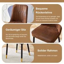 Modern And Minimalist Round Dining Table Set (With 4 Chairs In Brown Technical Fabric And Black Metal Legs), 100 Cm Diameter Round Table With A Wood Look, Suitable For The Dining Room And Kitchen. - Khaki - View 6