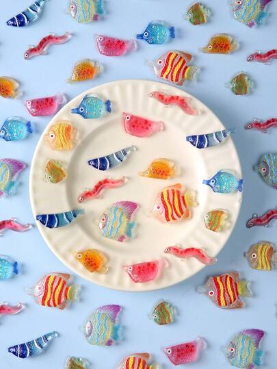 10pcs Resin Colorful Flat Fish Figurines, Creative Glow-In-The-Dark Micro Landscape DIY Decor, Aquarium Fish Tank Landscaping Accessories