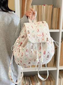 Nueva mochila para niñas, bolso de moda súper caliente con lazo, bolsa de estudiante de gran capacidad y versátil. - Beis - Ver 5