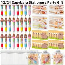 24/12件套水鼠文具派对礼品套装，趣味动物奖品套装，包含4合1圆珠笔、便签纸、贴纸和欧根纱袋，儿童美术用品，返校礼物套装 - 彩色 - 查看 2