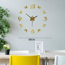 Glow-In-The-Dark Creative Clock, No Drilling Required, Butterfly Wall Clock For Living Room Bedroom, Acrylic Silent Wall Clock - 1PC - View 9