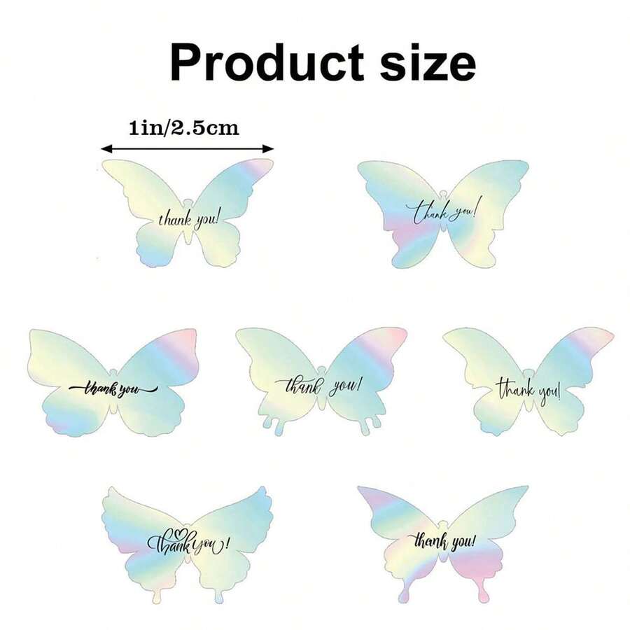 500 Stickers Shaped Holographic Laser Butterfly Thank You Roll Stickers 1 Inch Pvc Adhesive Sealing Stickers Hot - Multicolor - View 1