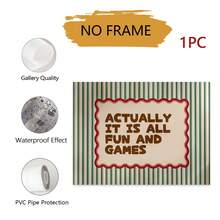 1pc Unframed Physical Poster - Actually It Is All Fun And Games Wavy Frame Art Print | Green Red Brown Striped Line Typography Wall Art| Positive Print - Letter a - View 9