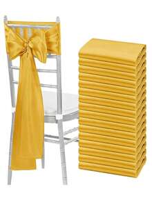 10pcs Satin Chair Back Bow Ribbons, Silk Wedding Chair Bow Sash, Silk Dining Chair Waist Bow Decor Ribbons, Suitable For Home Reception, Kitchen Dining Room, Banquet, Birthday, Baby Shower, Bridal Shower, Hotel Party And Other Occasions Chair Decoration. - Multicolor - View 6