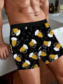 1 chiếc quần boxer nam in hình cốc bia và hoa bia, thiết kế phù hợp cho các bữa tiệc ở quán bar, tụ họp bạn bè, mặc hàng ngày, có các size từ M đến XXXL. - màu đen - Xem 5