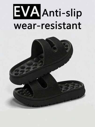 Unisex Cloud Slippers, EVA Thick Sole Massage Pillow Soft Comfortable Non-Slip Bathroom Slippers, Lightweight Quick-Dry Indoor Outdoor Bathroom Slippers, Shock-Absorbing Open Toe Sandals, Household Beach Pool SPA Monolithic Durable Casual Shoes With Massage Beads, All-Season Neutral Slip-On Slippers For Daily Wear And Relaxation