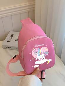 1pc Cute Pony Print Shoulder Bag, Zipper Closure, Casual Crossbody Chest Bag, Suitable For Teens, All Seasons Daily Use - A - View 10