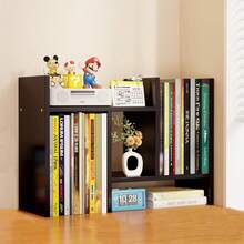 Adjustable Desktop Shelving Unit Wooden Compact Bookshelf Desktop Organizer & Accessories Storage Display Rack Office Decor Perfect For Storing Books, Organizing Office Supplies, Displaying Treasured Collectibles, And Holding Small Potted Plants. - 查看 9