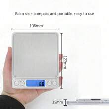 1pc Compact Digital Kitchen Scale, Stainless Steel LCD Electronic Smart Food Scale, Small Gram Baking Scale, Jewelry Scale, Coffee Scale, Herbal Scale, Kitchen Supplies, Cooking Tools - Silver - View 2