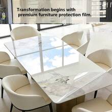 Furniture Sticker [Kitchen Countertop Protective Film] Transparent Protective Film For Dining Table, Marble, Quartz Stone, Stove, Coffee Table, Waterproof, Heat-Resistant, High Temperature Resistant Sticker - Transparent - View 6