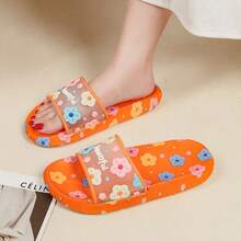 新款卡通时尚女式拖鞋，PVC材质防滑耐用，透气防臭，鞋底柔软舒适，百搭日常休闲女式拖鞋 - 橘色 - 查看 4