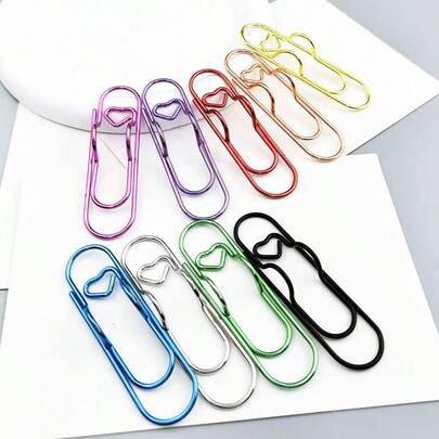 Colorful Heart-Shaped Binder Clips, Creative Paper Clips, Portable Notebook Pen Holder, Loose-Leaf Clip