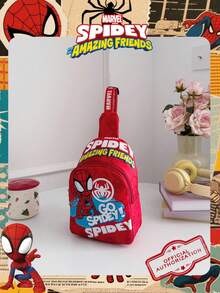 1pc Marvel Official Spiderman Graphic Crossbody Bag, Boys' Casual Shoulder Bag, Lightweight Adjustable Strap Chest Bag, Cartoon Coin Purse, Suitable For Boys, Young Fans, Students, Daily School, Outdoor Play, Theme Park, Vacation, Convenient For Carrying Snacks - Red - View 6