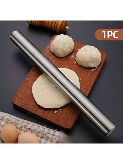 1 Piece Of Stainless Steel Rolling Pin, Stainless Steel Baking Rolling Pin, Reusable Stainless Steel Rolling Pin, Non-Stick Dough Rolling Pin, Suitable For Baking, Pizza, Pies, Cakes, Noodles, Dumplings, Wontons, Dough, Cookies, Sugar, Etc. Hollow And Lightweight Design, Non-Stick, Ideal Choice For Families, Kitchens, Birthday Parties, And Festivals, 3 Sizes - 7.87/9.84/11.8 Inches, Durable Kitchen Tool