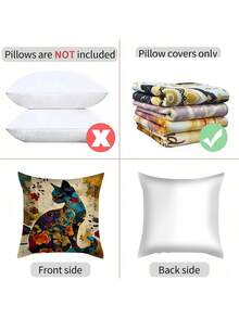 1 pieza Funda de almohada con estampado de animal lindo y minimalista, adecuada para decoración de diversas habitaciones, decoración de dormitorio, decoración de fiestas (no se incluye el relleno de la almohada) (sin bordado) (varios tamaños) (impresión de un solo lado) - Multicolor - Ver 5