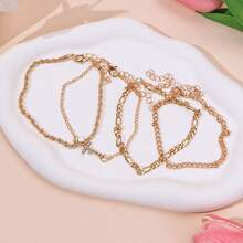 4条欧美金属风格合金水钻十字编织链手链，适合女性佩戴 - 十字架 - 查看 5